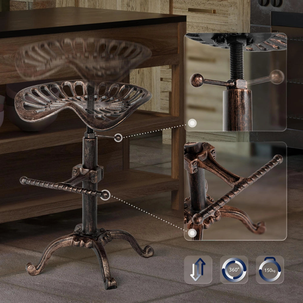 Set 2 Sgabelli Bar industriali Butch In Ghisa bronzo
