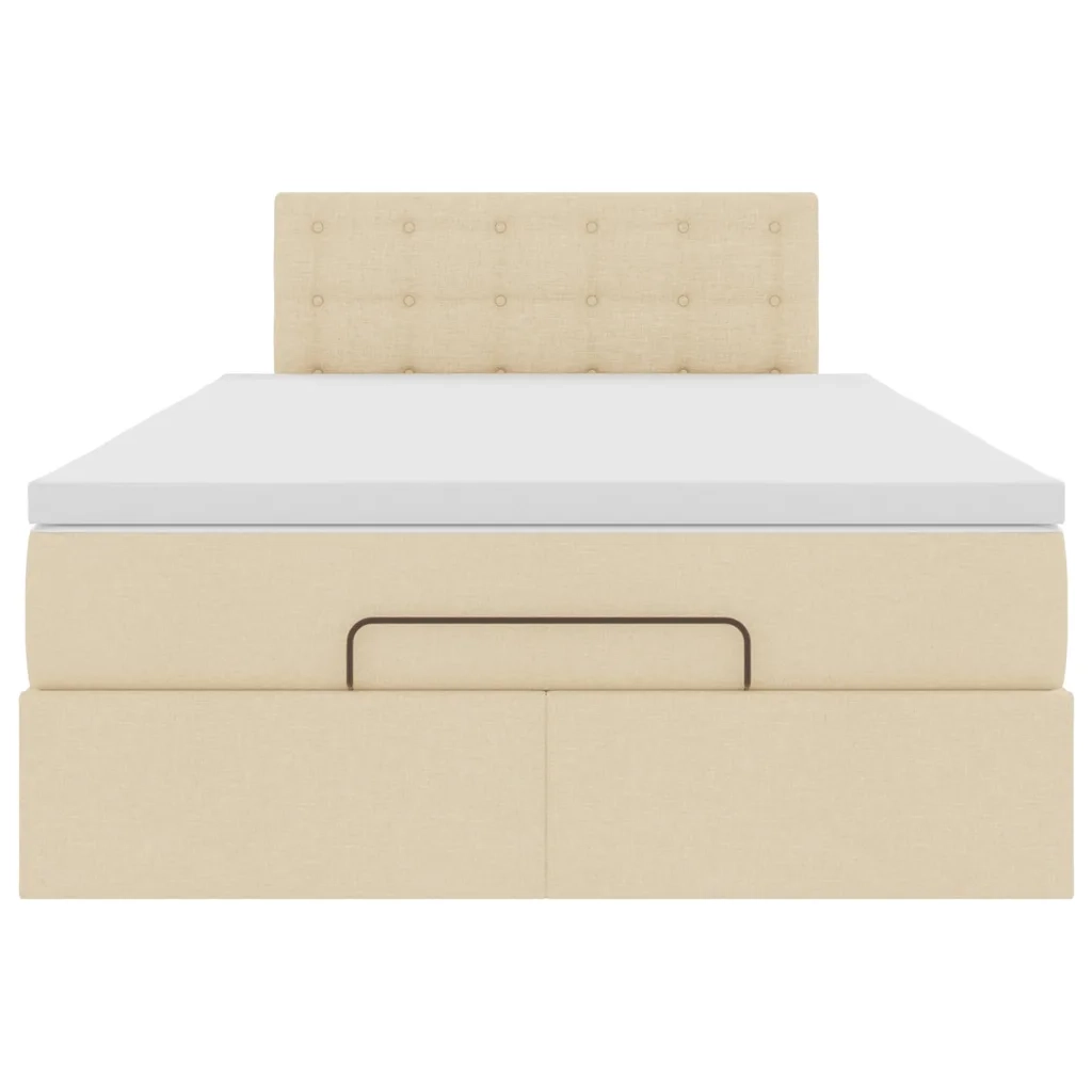vidaXL Struttura Letto Pouf con Materasso Crema 120x200 cm in Tessuto