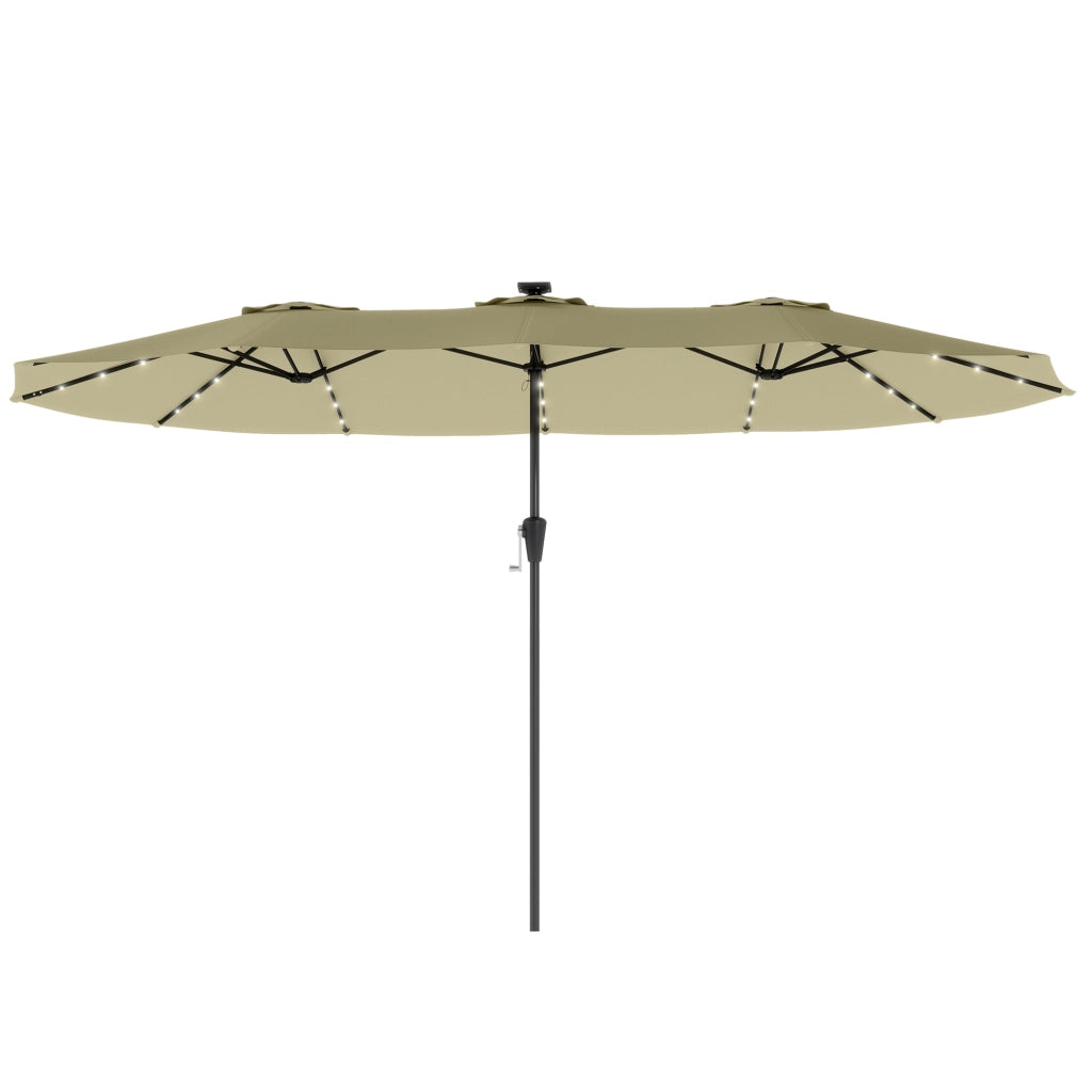 Ombrellone da Giardino Doppio LED Solare Rettangolare ¨C zephmum ¨C 395x215cm Beige
