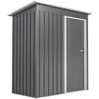 Capanno Box Attrezzi 163x89x182 cm con Tetto Inclinato e Porta Scorrevole in Acciaio e PP Grigio Chiaro