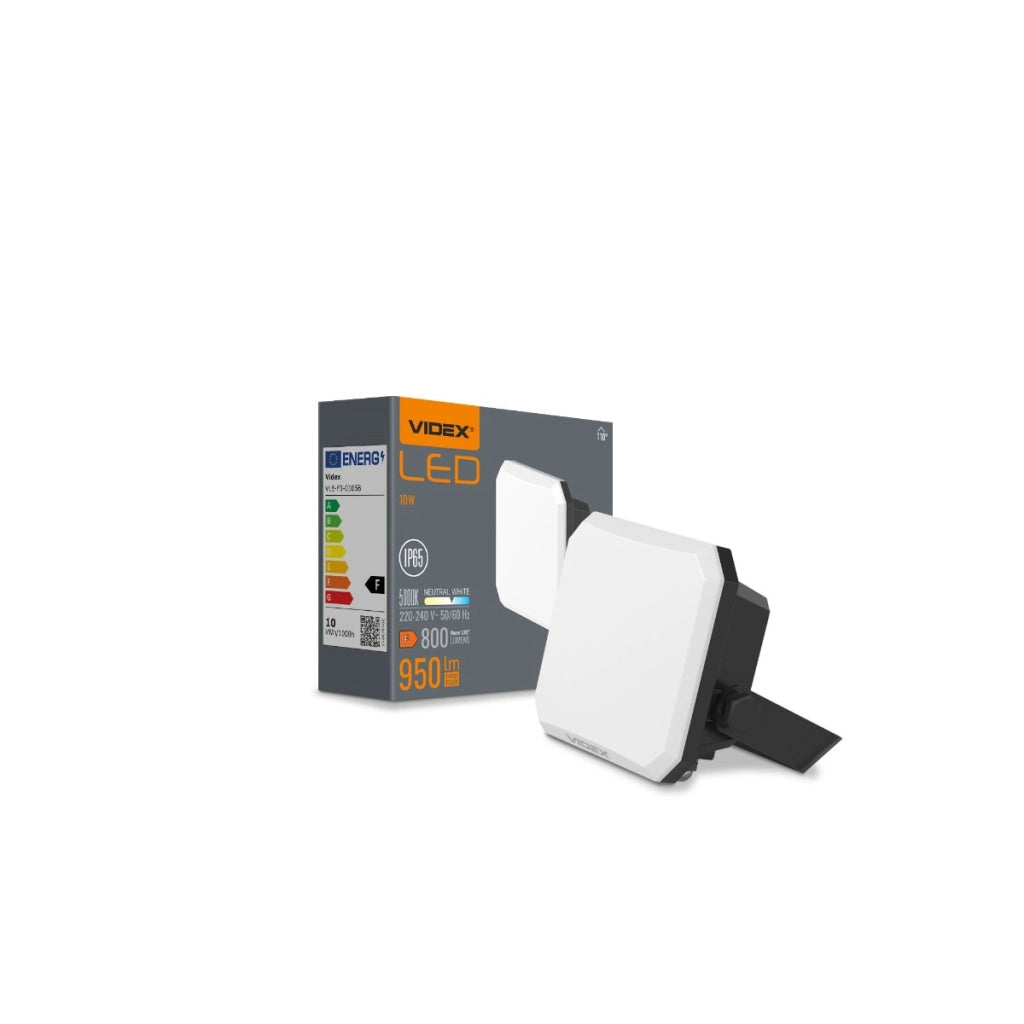 Faretto LED 10W 5000K 800lm IP65 nero slim Videx Flood