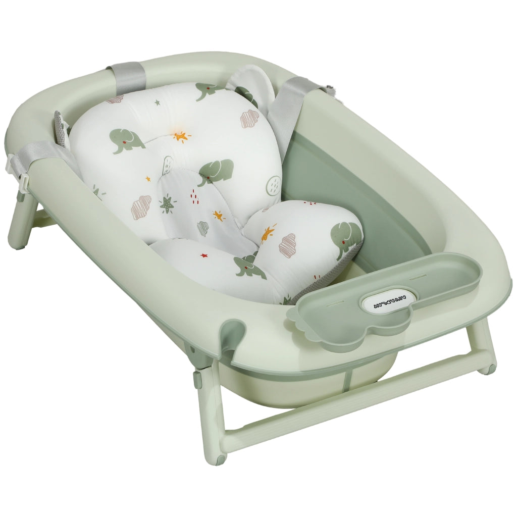 Vasca da bagno pieghevole per neonati ¨C zephmum ¨C verde con cuscino e ripiano