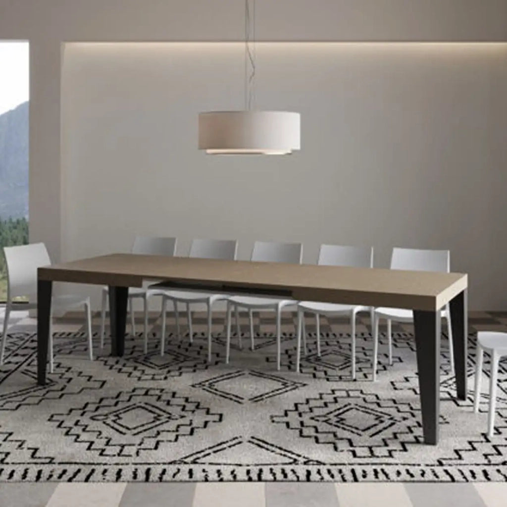Tavolo allungabile 140/400x90 cm Flame tortora gambe antracite