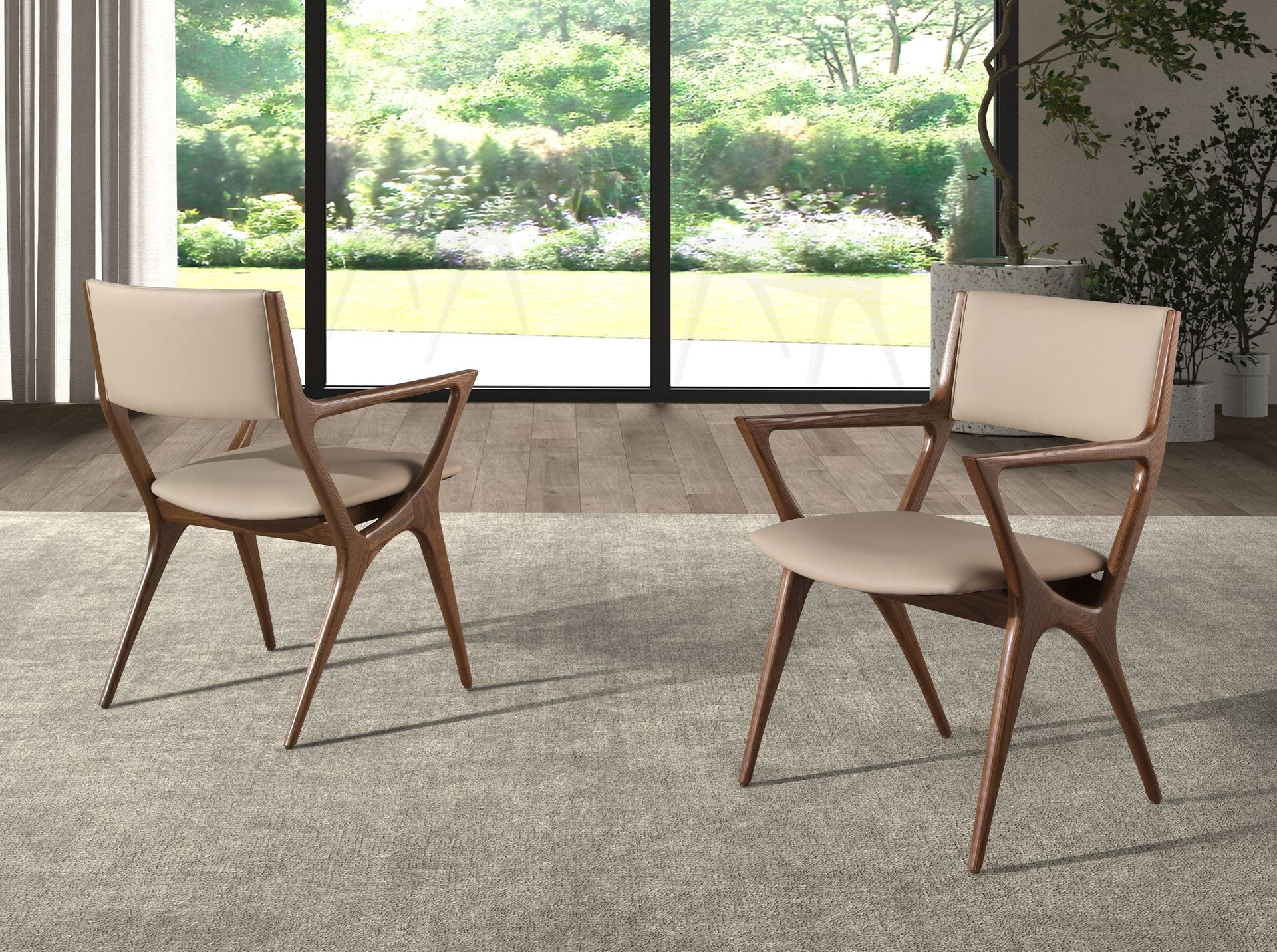 Sedia in similpelle visone