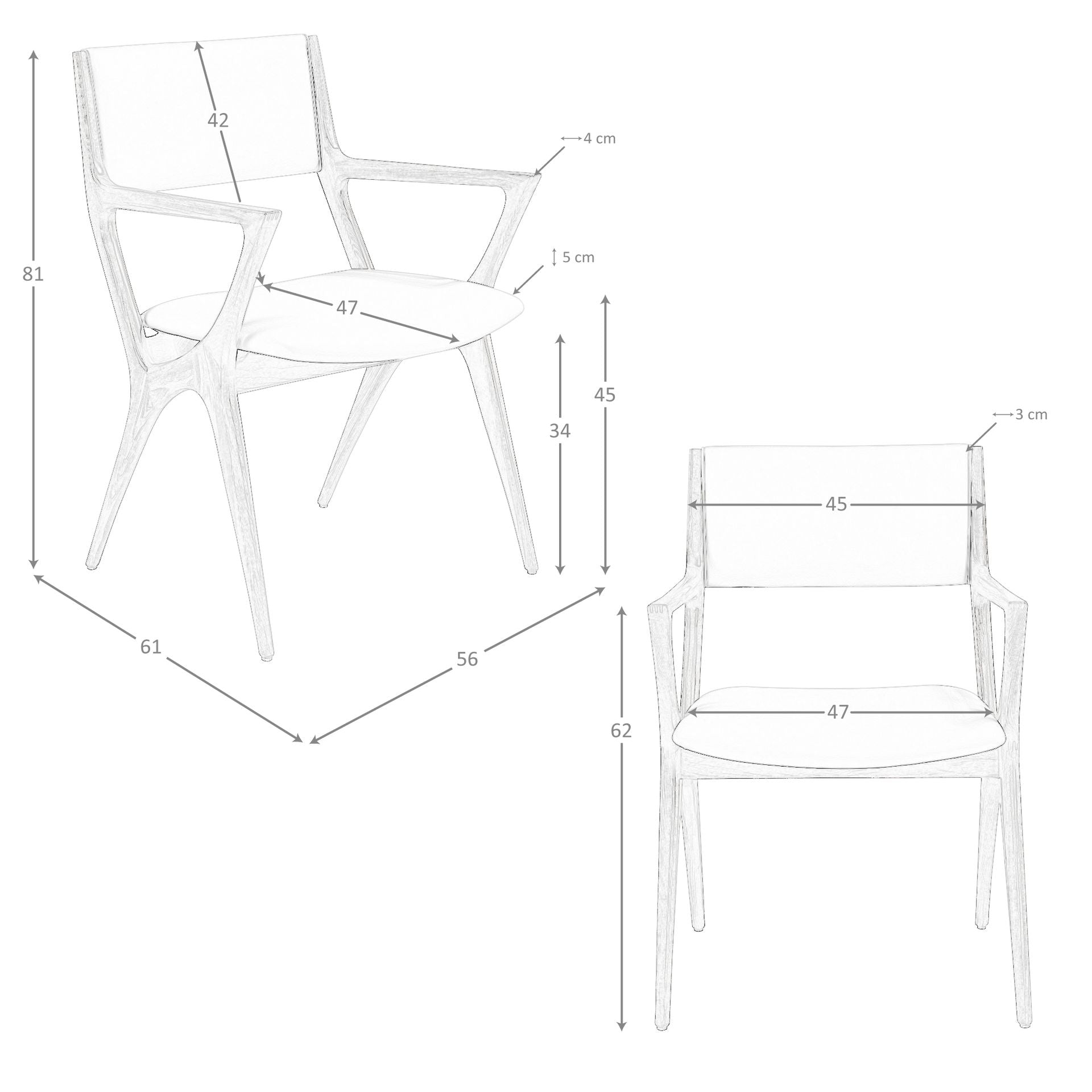 Sedia in similpelle visone