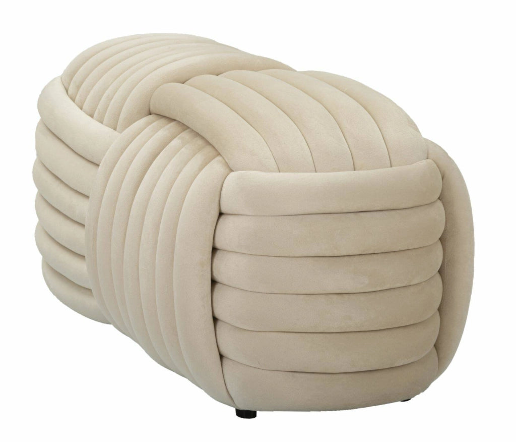 Panca Calcea, Panchina multiuso, Seduta per ospiti, Cassapanca multifunzione, 90x45 h45 cm, Crema