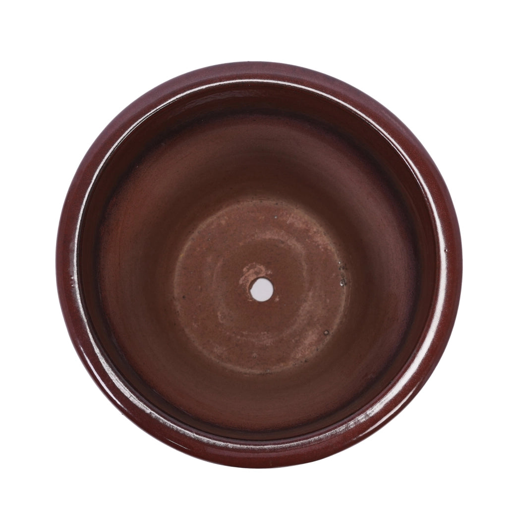 Set di 3 vasi per piante in ceramica rosso-bruna lucida, resistenti al gelo e decorativi