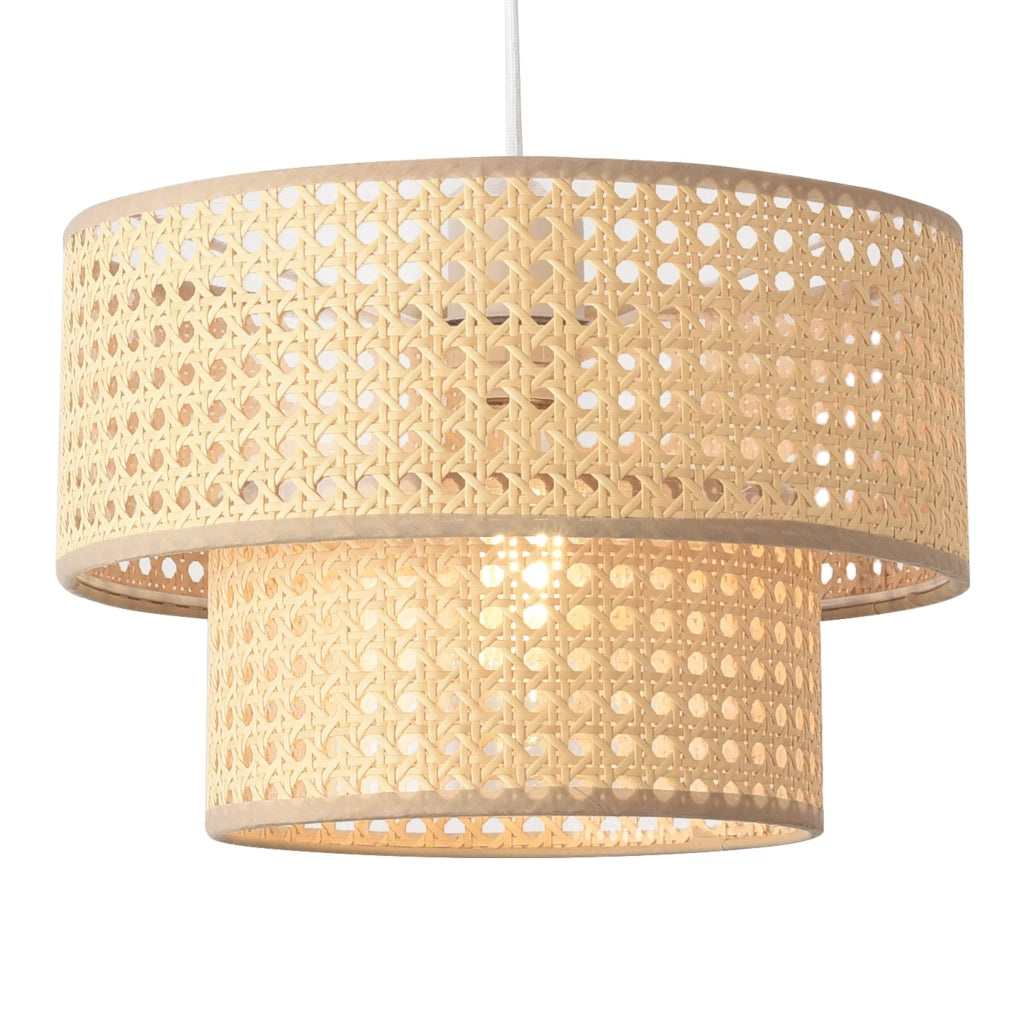 Lampada da terra a sospensione E27 diametro 30 cm effetto rattan bianco 03_0010728