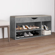 Panca-Sgabello Scarpe con Cuscino Grigio Cemento 104x30x49cm Multistrato