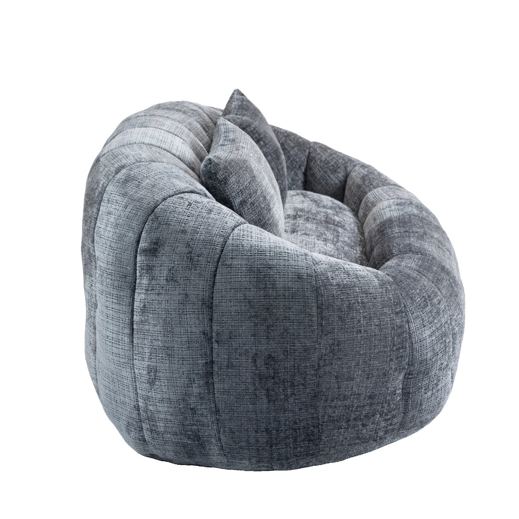 OKWISH Poltrona Pouf con Schienale Alto e Braccioli, Seduta da Pavimento per Gioco e Relax, Ciniglia, Grigio