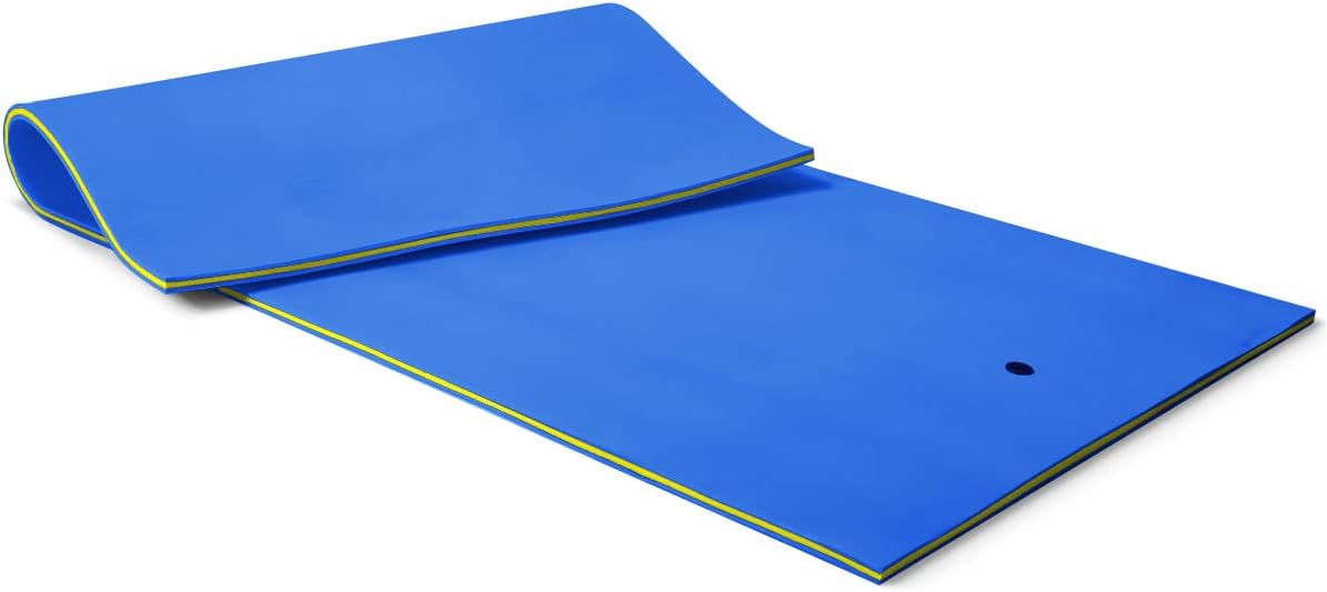 Tappetino Galleggiante Acquatico, 355X183cm, Materassino Galleggiante Resistente agli Strappi con Dispositivo di Ormeggio e Cinghie di Aggancio, per Mare Lago Piscina e Spiaggia, Blu