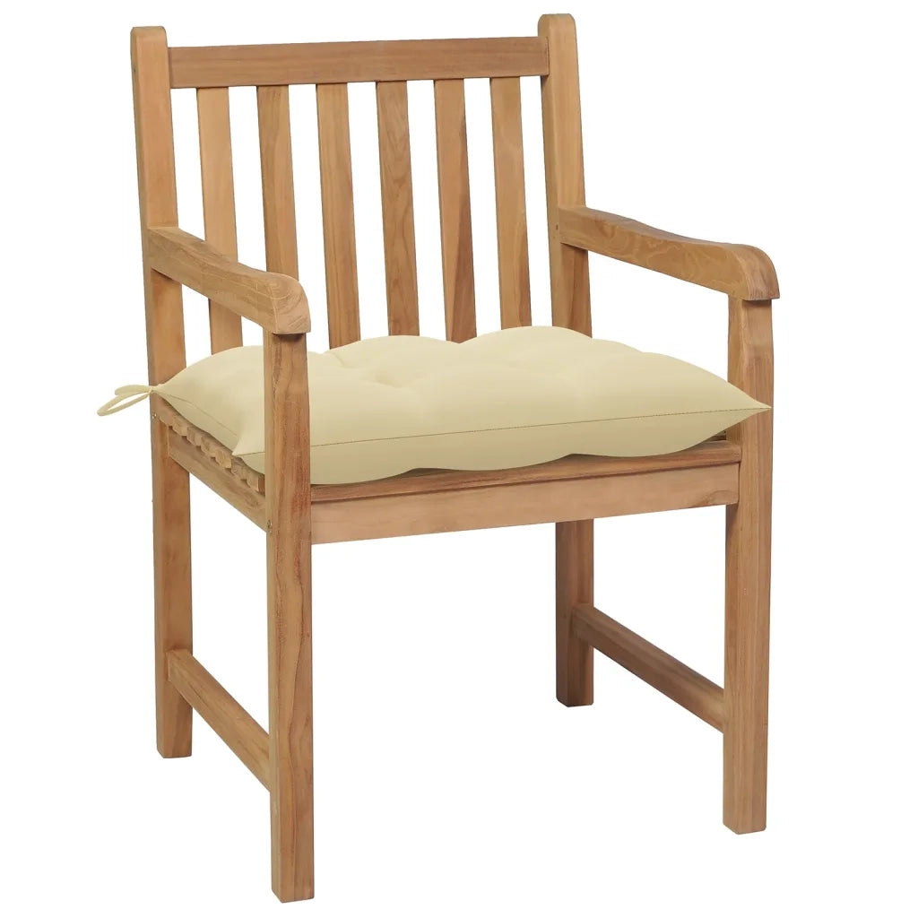 Sedie Giardino 8 pz e Cuscini Bianco Crema in Massello di Teak 3073075