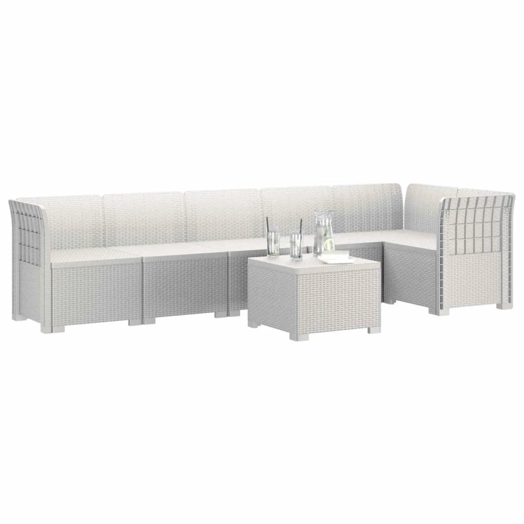 Divano da Giardino 6 Posti Aspetto Rattan PP Bianco 3444104