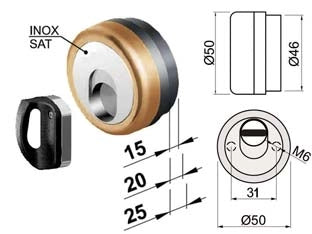 DEFENDER MAGNETICO MAG MONOLITO ANTIACIDO MR503 BRONZATO  ø mm.50x20h. compatibile serrature Dierre, ATRA