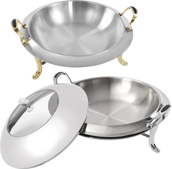 Buffet riscaldatore - Inclusa copertura e fori di ventilazione - Con maniglie resistenti al calore - Capacità 3L - Per buffet e cucina - Finitura gialla
