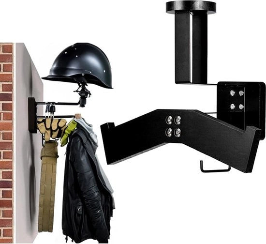 Supporto per casco da appendere al muro - supporto multifunzionale per casco - garage per biciclette e motociclette - spazio per giacca tattica - casco e giacca