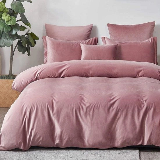 Biancheria da letto in flanella e flanellina, 135 x 200 cm, femminile, rosa, rosato, inverno, tocco di cashmere caldo, lanoso, coperta da letto e cuscino con chiusura a zip