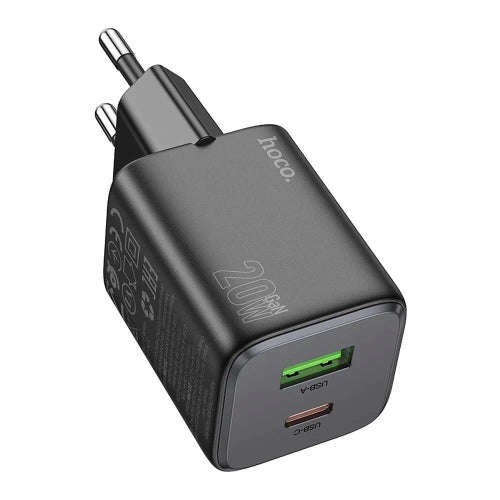 HOCO N41 - CARICABATTERIE DA RETE 20W - 1*USB-C E 1*USB-A - NERO