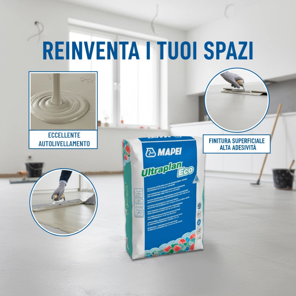 Lisciatura autolivellante per interni mapei ultraplan eco 23 kg