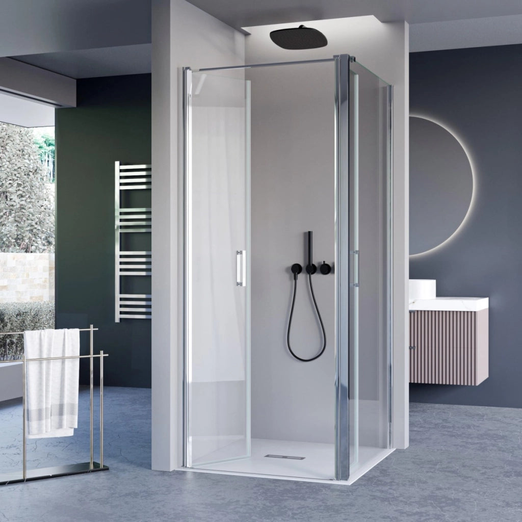 Box doccia due lati con porta saloon h195 6mm anticalcare dobla, misura 70x75