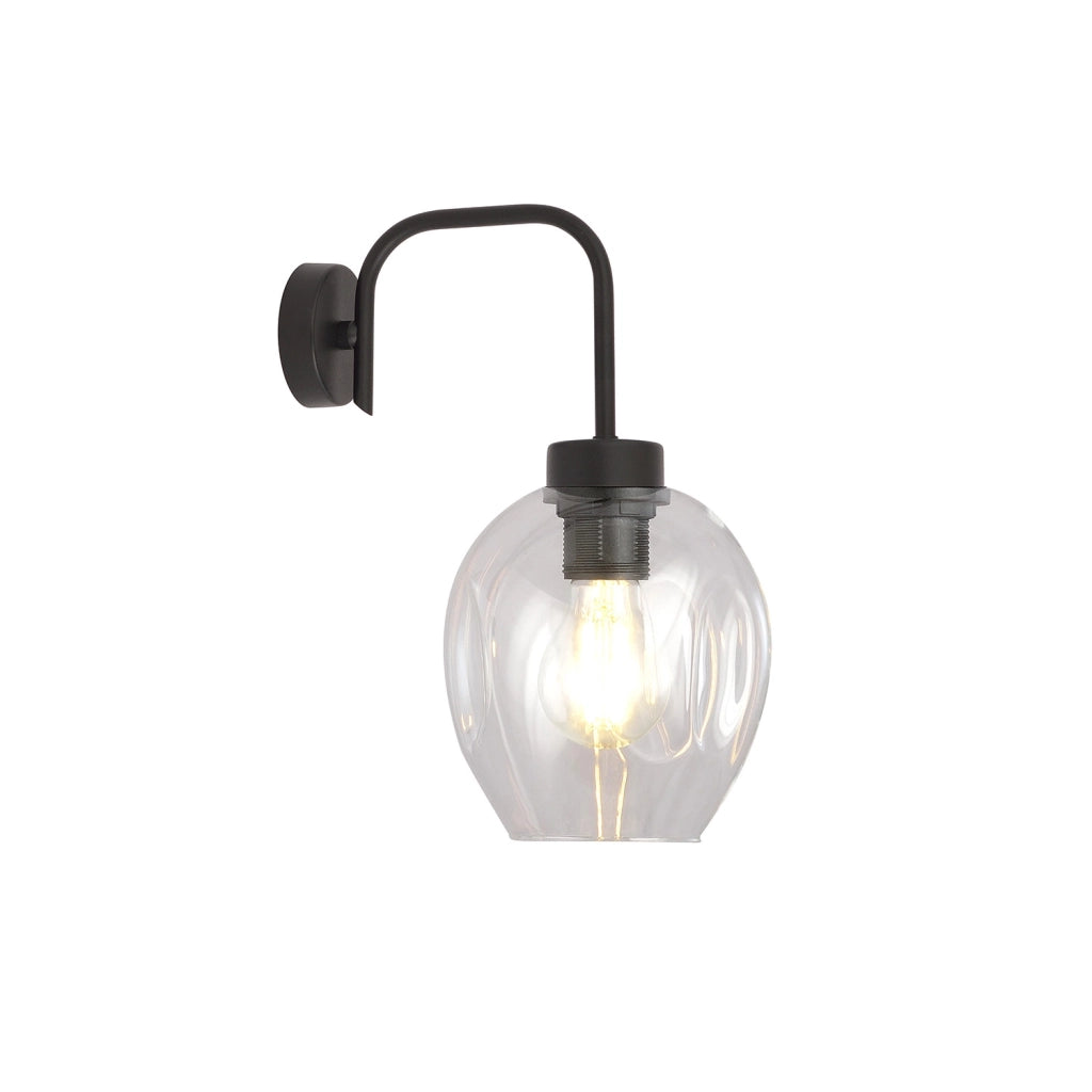 Applique Moderna 1 Luce Auriga In Accaio Nero E Vetro Trasparente