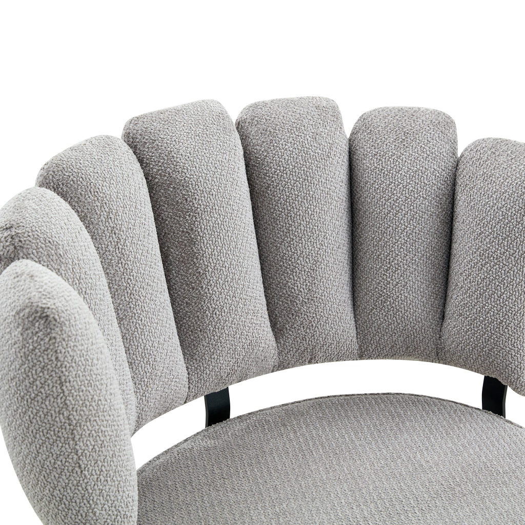 Set tavolo da pranzo e sedie con 1 tavolo rotondo e 4 sedie; 2 ripiani; in tessuto; MDF e metallo grigio noce e nero