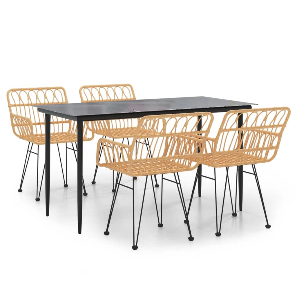 Set da pranzo da esterno 5 pezzi mobili da giardino resina di vimini 02_0014328