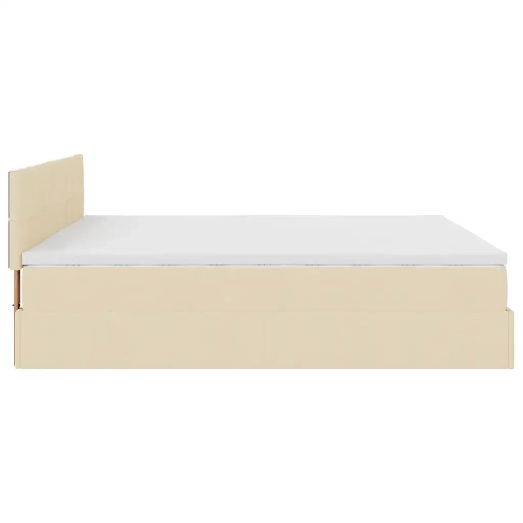 Struttura Letto Pouf con Materassi Crema 200x200 cm in Tessuto 3312338