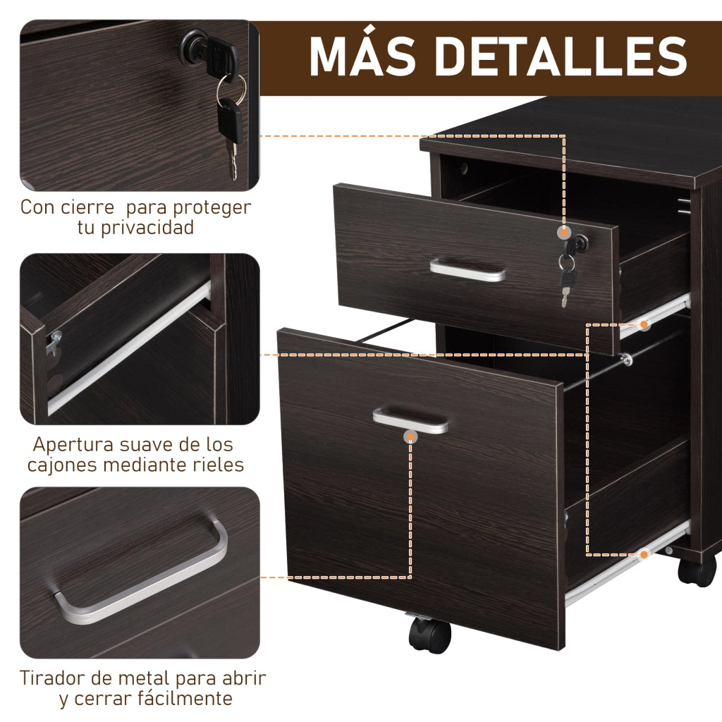 Cassettiera Mobile con Ruote per Archiviazione A4 ¨C Zephmum ¨C Wengu¨¦ 40x45x55,6 cm