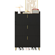 Scarpiera con 3 ante e ripiani regolabili; per ingresso; in MDF; 80×23×123.5 cm; nero