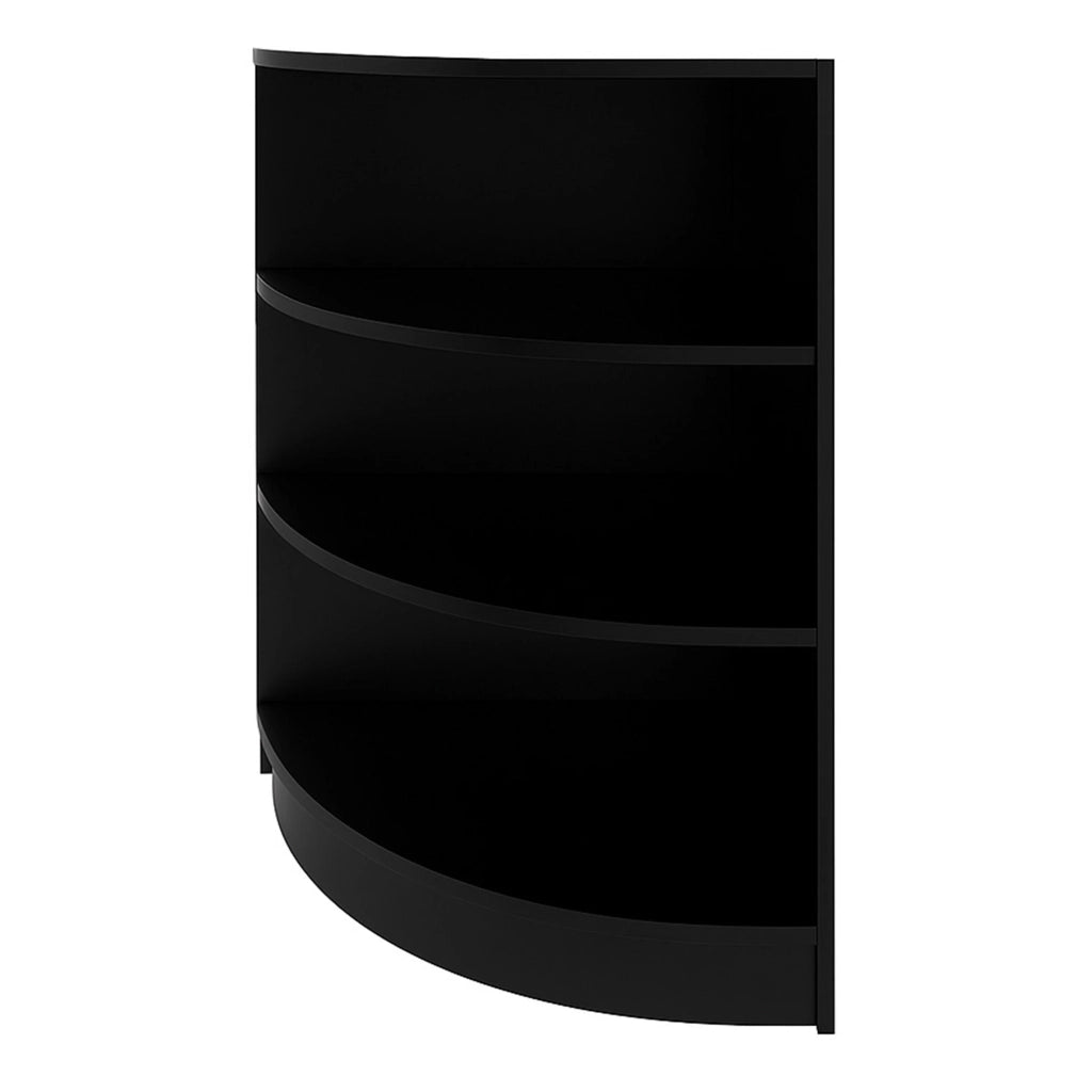 Bancone Angolare da Negozio Nero LM60 con 3 Ripiani Vetrina Espositiva