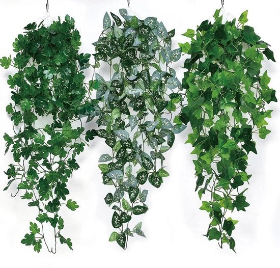 Pendente di finto vegetale 3 pezzi, 100 cm, vegetale finto, decorazione verde, finto vegetale, finte piante per interni, piante artificiali per balcone, soggiorno, camera da letto