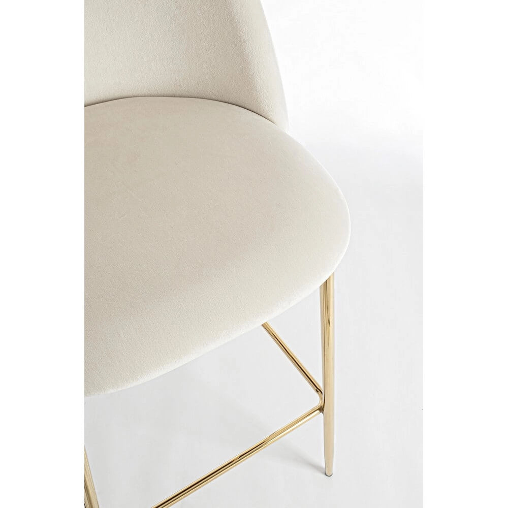 Set di 2 Sgabelli Bar in Velluto con Gambe Dorate - SIMON