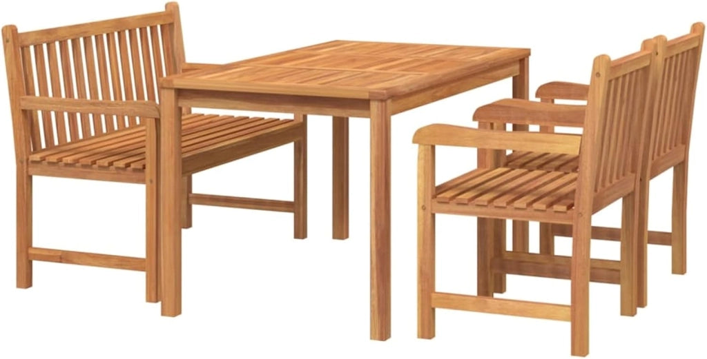 Set da pranzo da giardino 4 pezzi, set da tavolo e sedie da giardino, tavolo e sedie da terrazza, mobili da giardino esterni, set di mobili da giardino, legno massello di teak