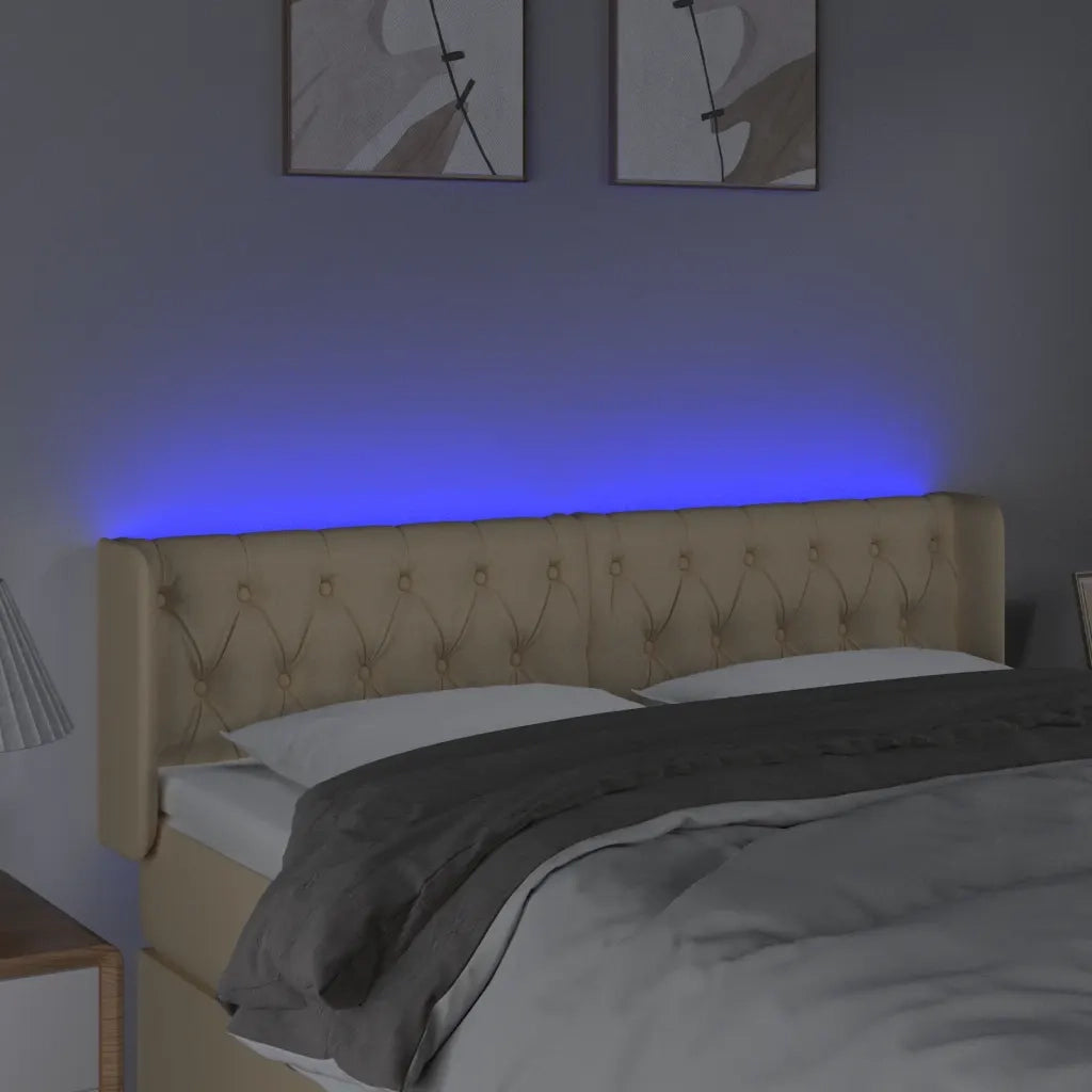 Testiera a LED Crema 147x16x78/88 cm in Tessuto 3123575