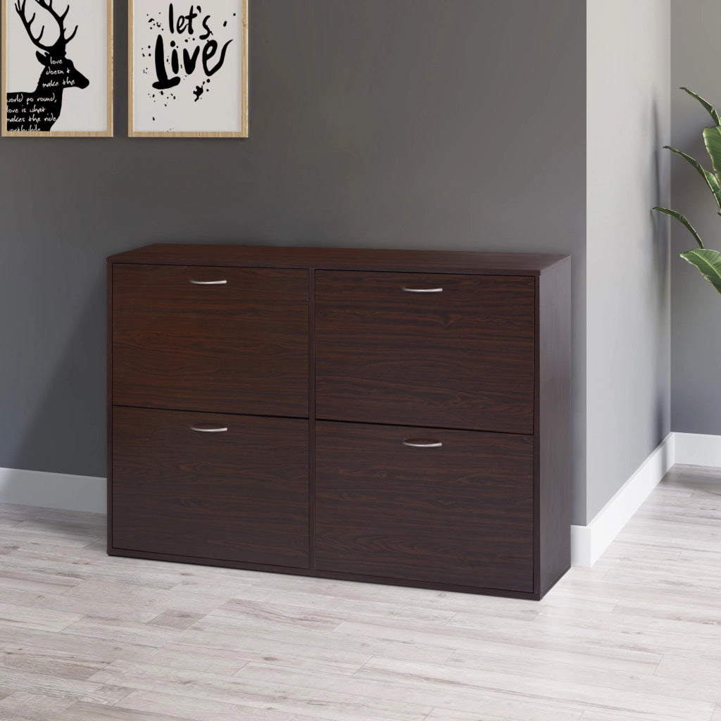 Scarpiera Salvaspazio ¨C Xylo ¨C Legno Marrone 24 Paia 4 Cassetti Ripiani Regolabili 120x24x81cm
