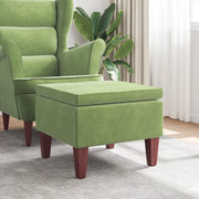 Poggiapiedi con Gambe in Legno Verde Chiaro in Velluto 329460