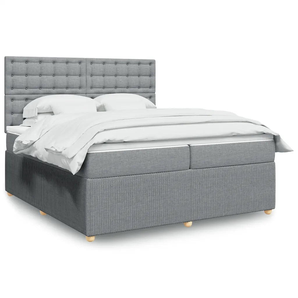 Giroletto a Molle con Materasso Grigio Chiaro 200x200cm Tessuto