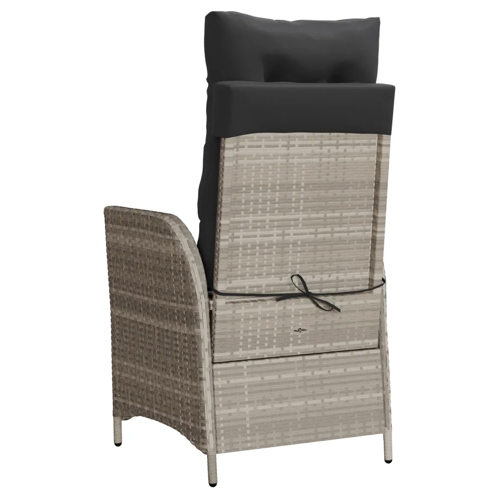 Sedia Reclinabile Giardino | Sedie da Esterno con Cuscini Grigio Chiaro Polyrattan