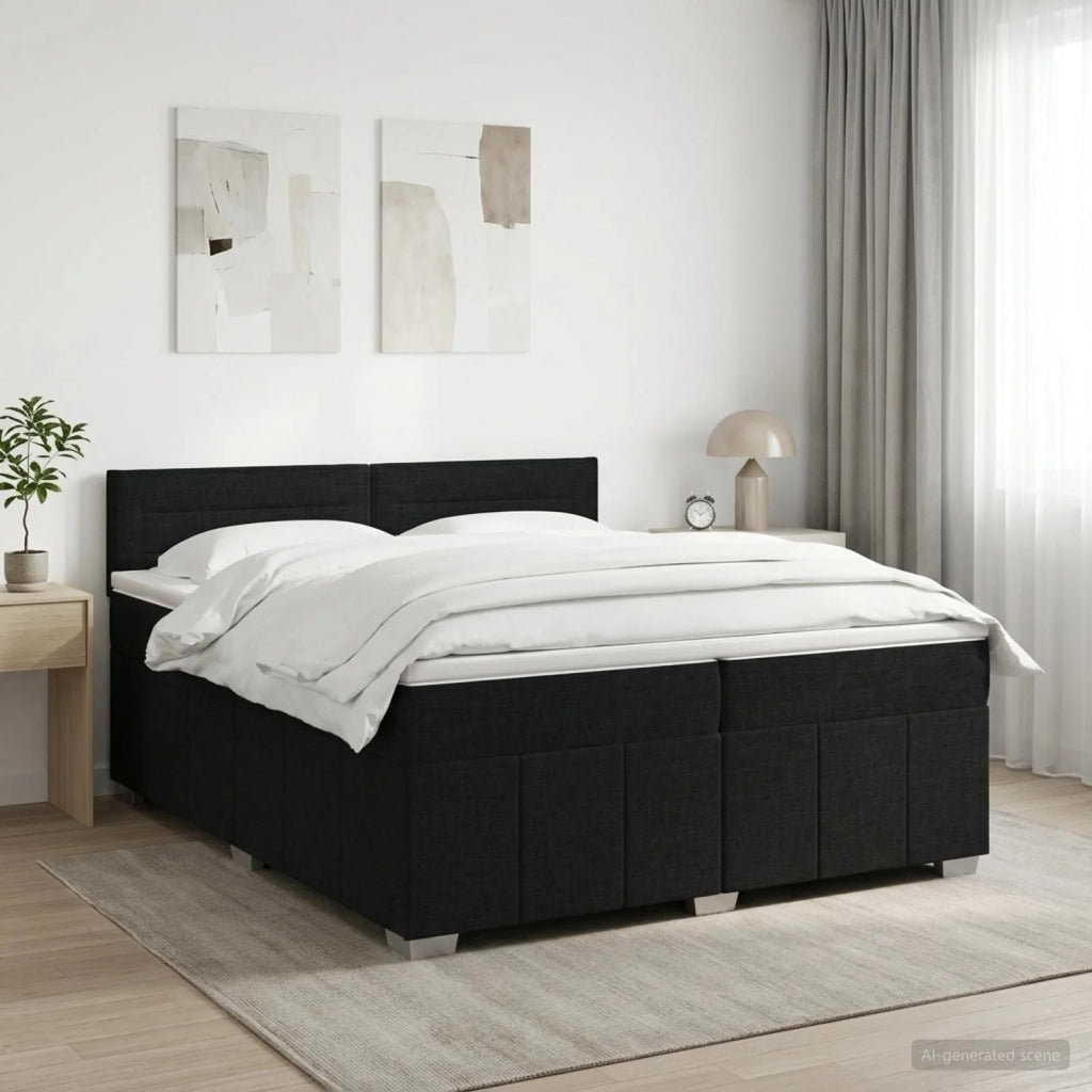 Letto box spring con materasso Nero 200 x 200 cm Tessuto 3451285
