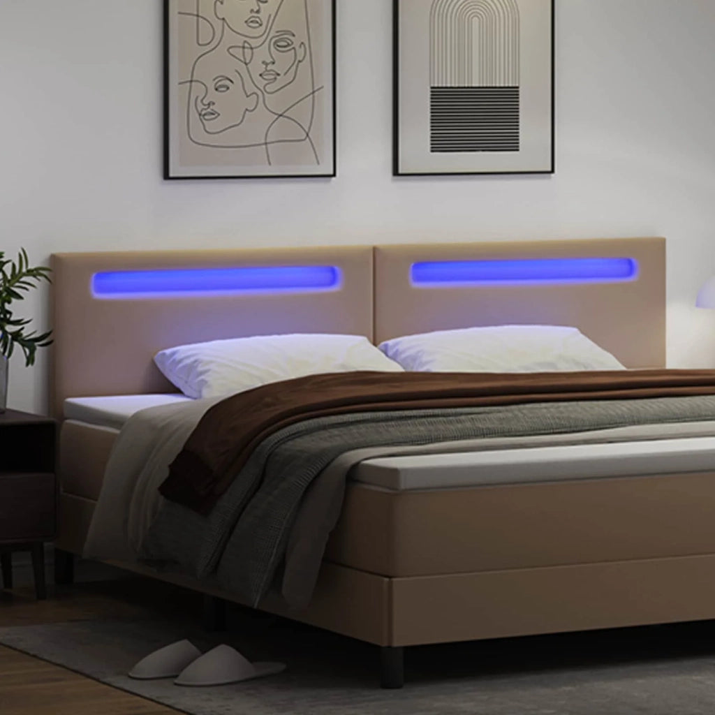 Testiera LED Cappuccino 200 cm Pelle Sintetica 42007316