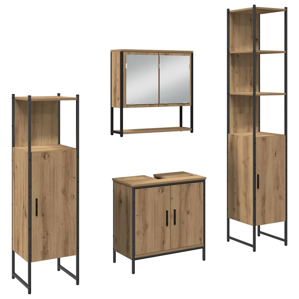Set di mobili per il bagno 4 pcs Marrone Legno multistrato 3334413