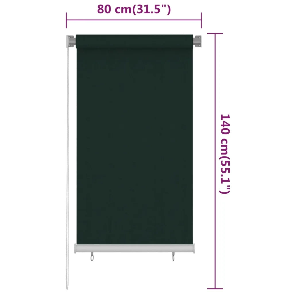 Tenda a Rullo per Esterni 80x140 cm Verde Scuro HDPE 312810