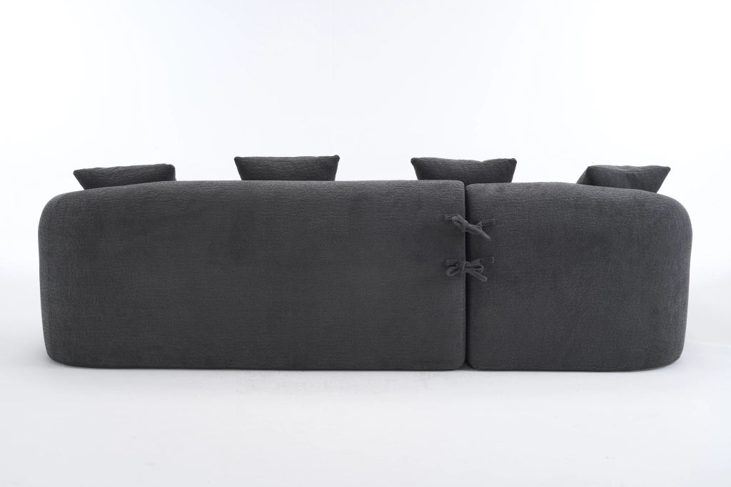 Divano angolare modulare curvo con chaise longue sinistra in chenille senza montaggio grigio scuro 243 × 150 × 67 cm