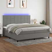 Letto a Molle Materasso e LED Grigio Scuro 200x200cm in Tessuto