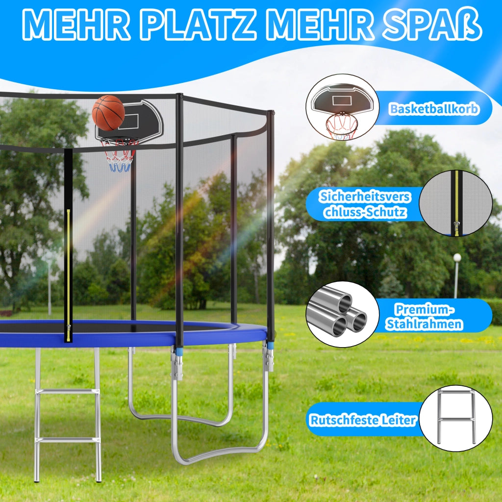 Trampolino da giardino 366 cm ¨C zephmum ¨C robusto per adulti e bambini