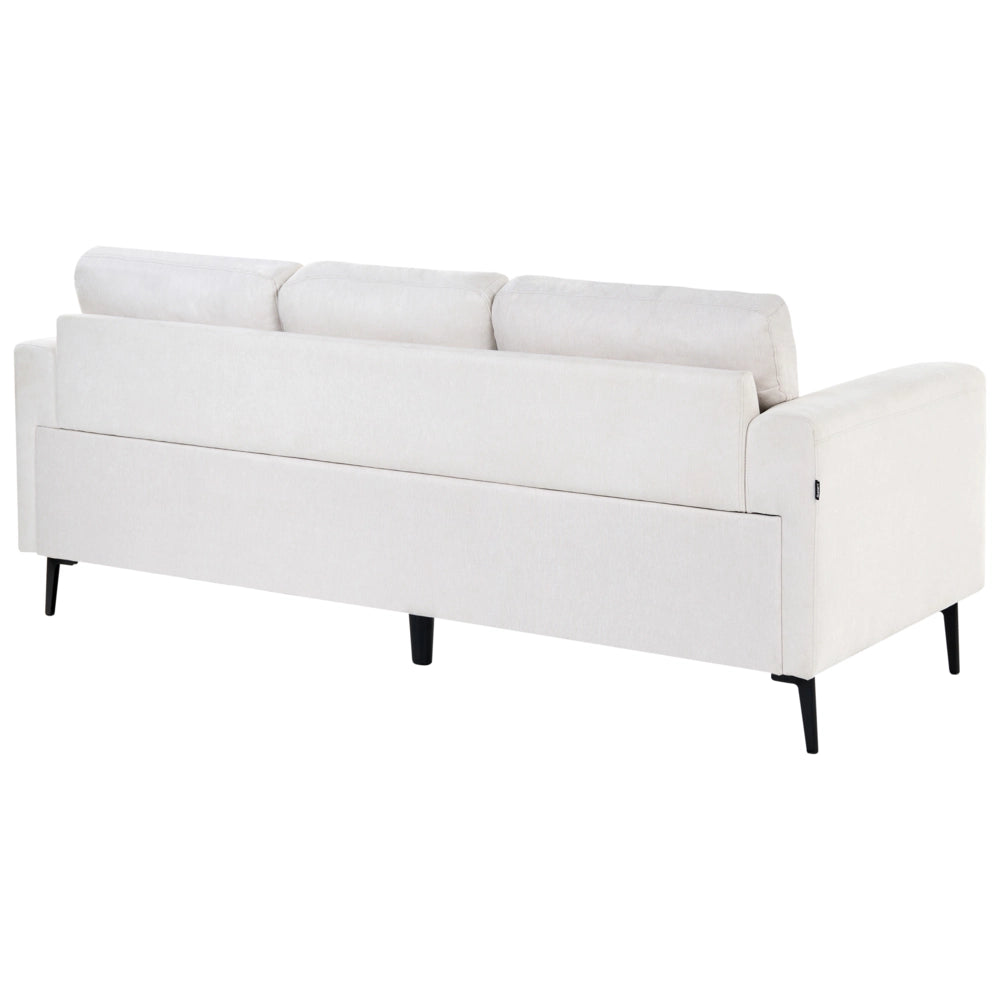 Set soggiorno minimalista in tessuto in stile moderno di metà secolo, 2 posti, 3 posti, 2 poltrone, gambe in metallo, braccioli lineari beige chiaro