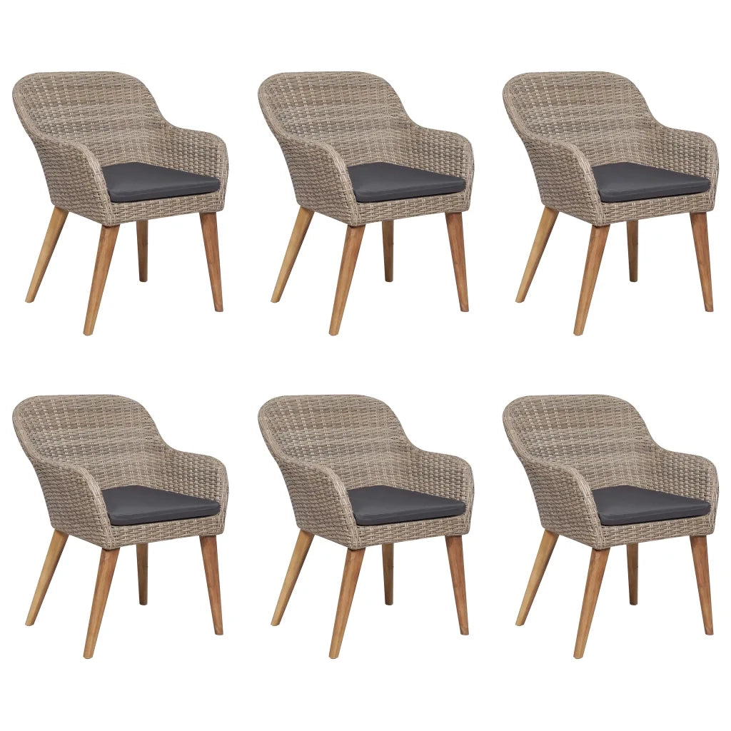 Set da Pranzo da Giardino 7 pz in Polyrattan Marrone cod mxl 41312