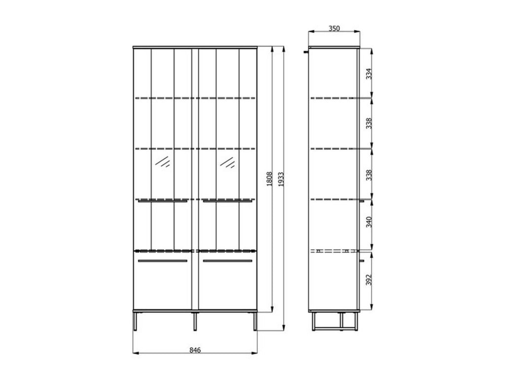 Mobile Espositore Gissi, Vetrina 8 Ripiani, 84.5x35x193.5h cm Marrone Rovere Nodi
