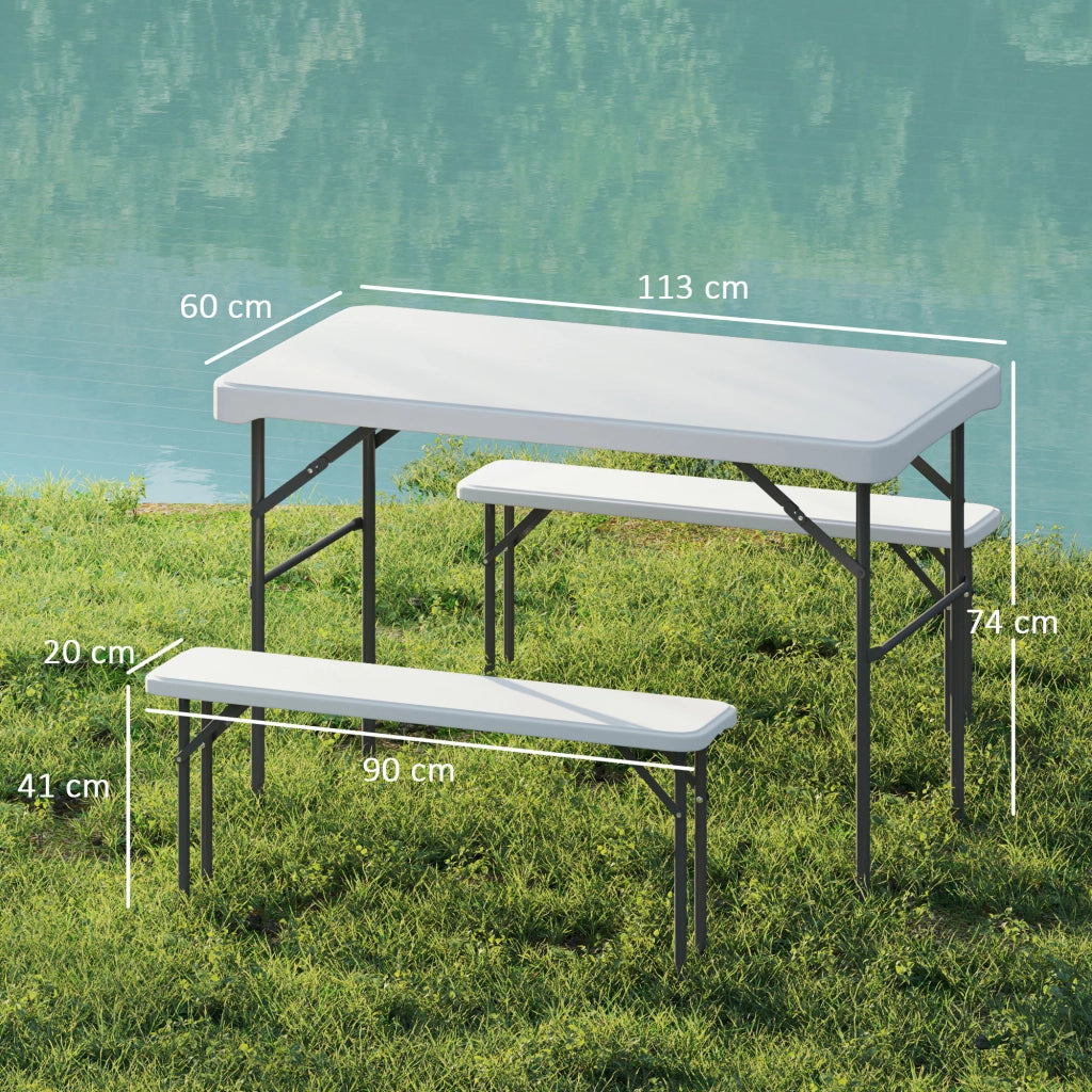 Tavolo da giardino pieghevole con panche ¨C zephmum ¨C grigio chiaro, bianco, 113 cm